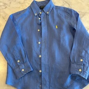 Polo by Ralph Lauren Men's Classic Blue Linen Button-Down Shirt